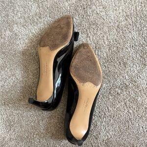 Salvatore Ferragamo Black Patent Leather Pointed Toe Pumps